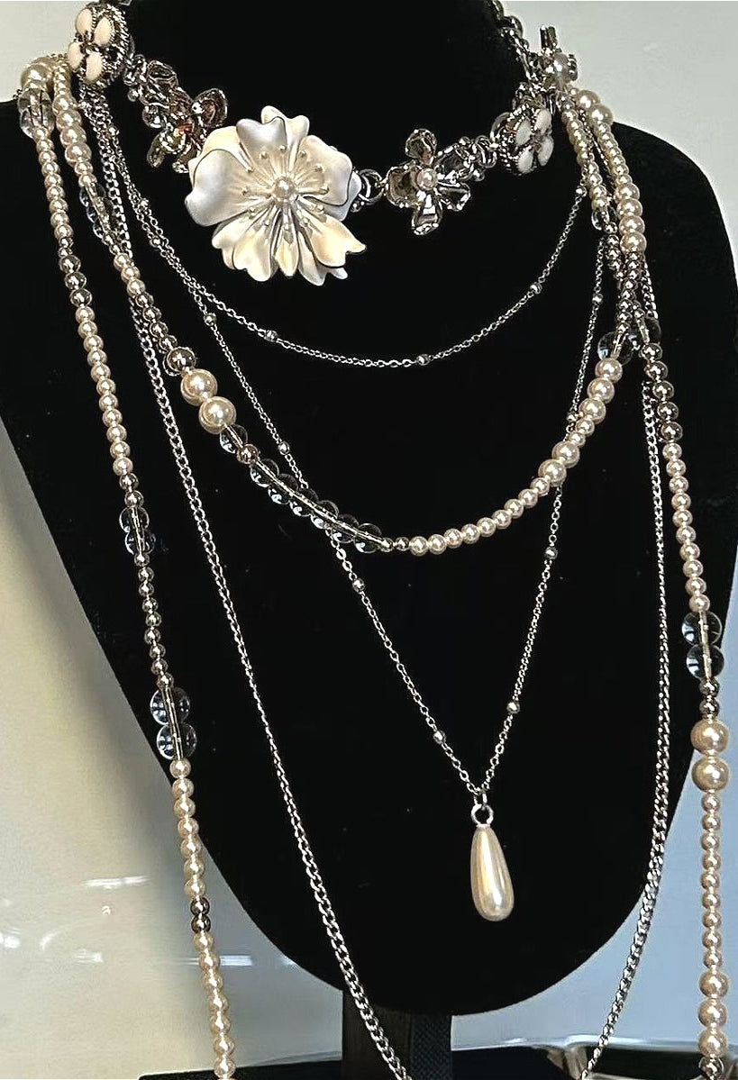 Vintage Multi-layer Beaded Floral Necklace