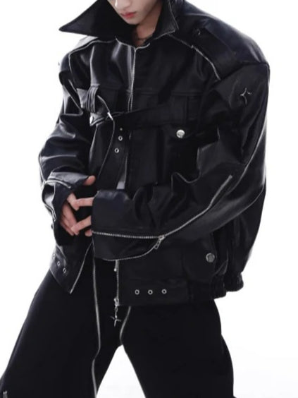 Oversized Faux Leather Jacket Secondary image