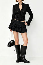 Ruffle Neck Button Front Coats