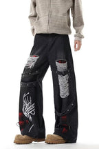 Heavy Duty Y2K Ripped Wide Leg Denim Pants