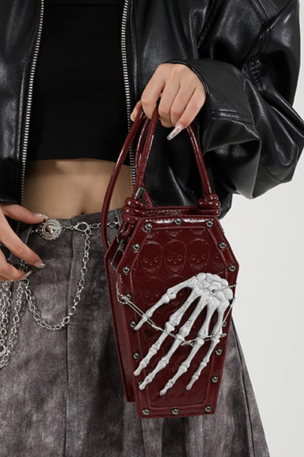 Skeleton Hand Coffin Crossbody Bags