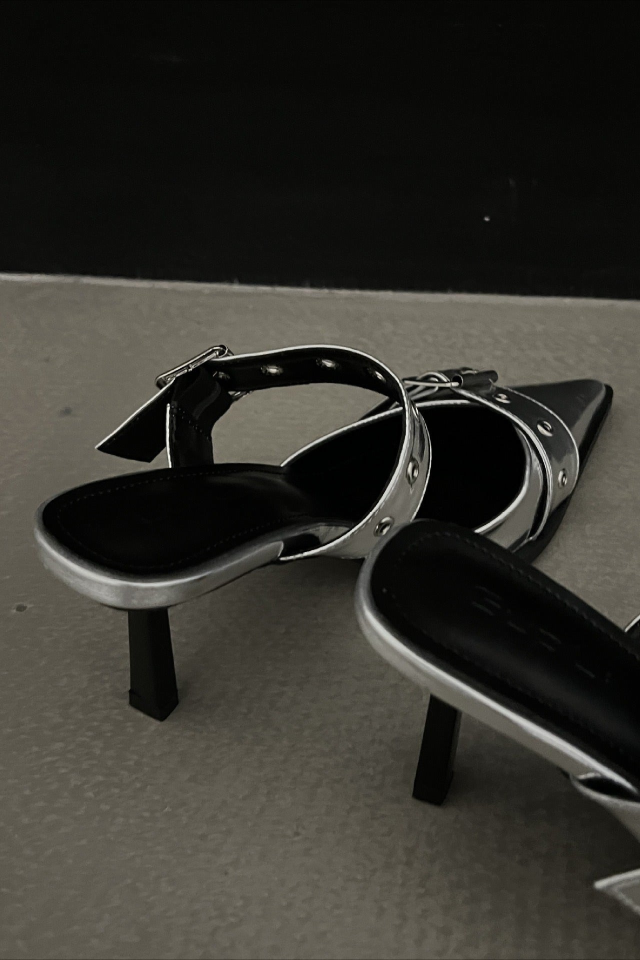 Multi-Buckle Slingback Kitten Heels