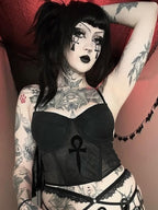 Gothic Cross Print Crop Top