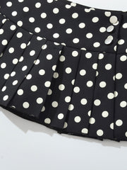 Retro Polka Dot High-Waist Skort