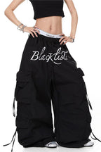 Embroidered Drawstring Cargo Pants