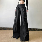 Black Cargo Zipper Pants
