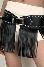 Y2K Elastic Tassel Studded Belt