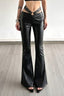 Metal Detail Flared Leather Pants