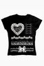 Y2K Lace Music Score Printed T-shirt