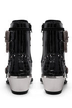 Studded Metal-Toe Cowboy Ankle Boots