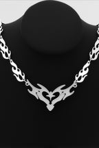 Hip Hop Thorn Flame Hollow Heart Necklace