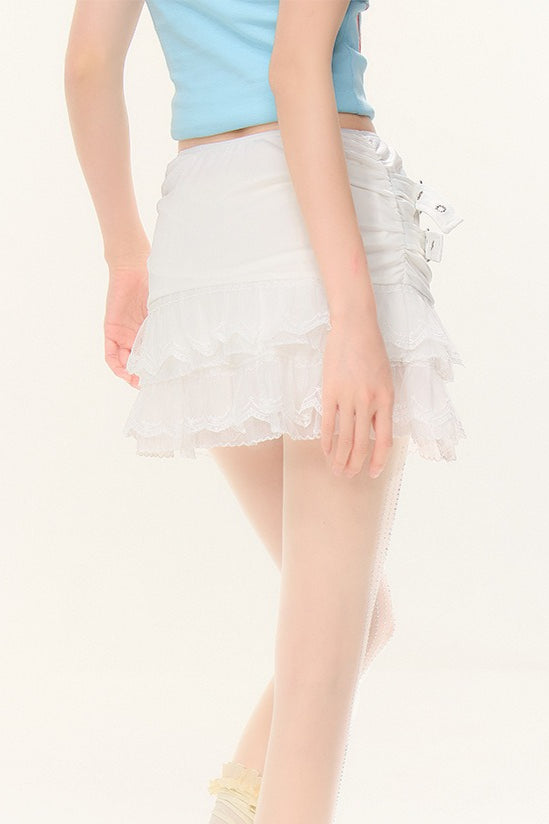 Y2K White Lace High Waist Mini Skirt Secondary image