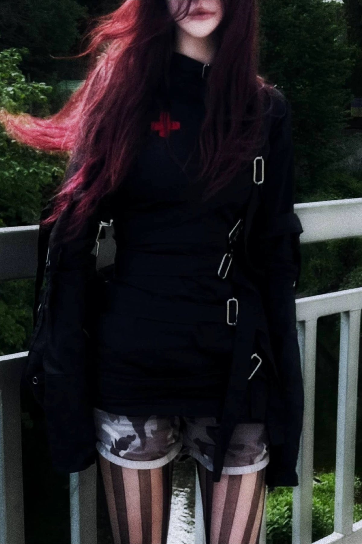 Gothic Buckle Strap Longline Shirt Main image
