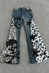 Leopard Skull Print Micro Flare Pants