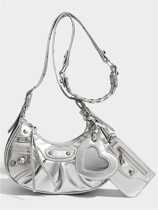 Edgy Rivet Decor Hobo Bag