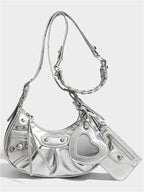 Edgy Rivet Decor Hobo Bag