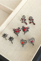 Dark Punk Zircon Heart Earrings