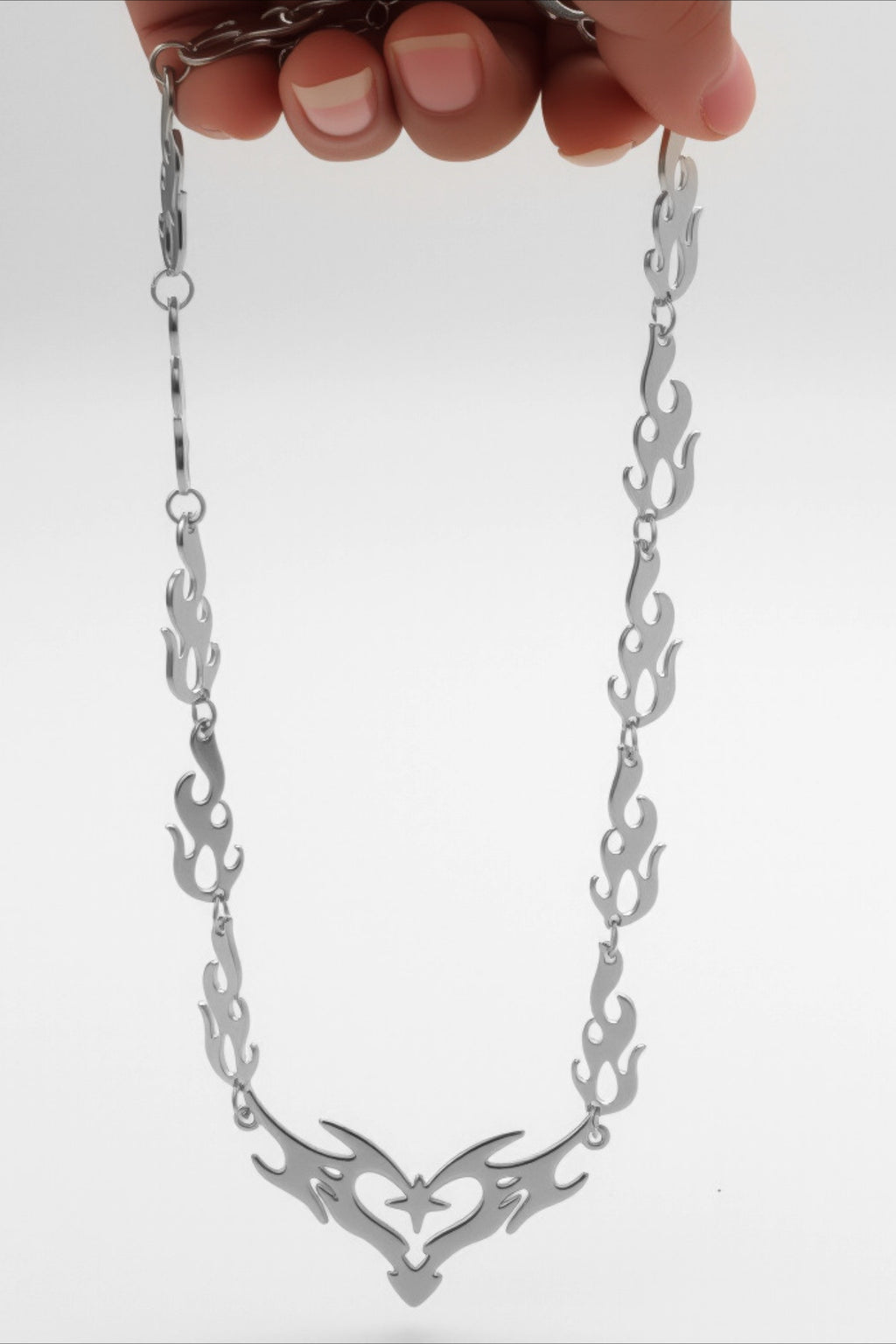 Hip Hop Thorn Flame Hollow Heart Necklace