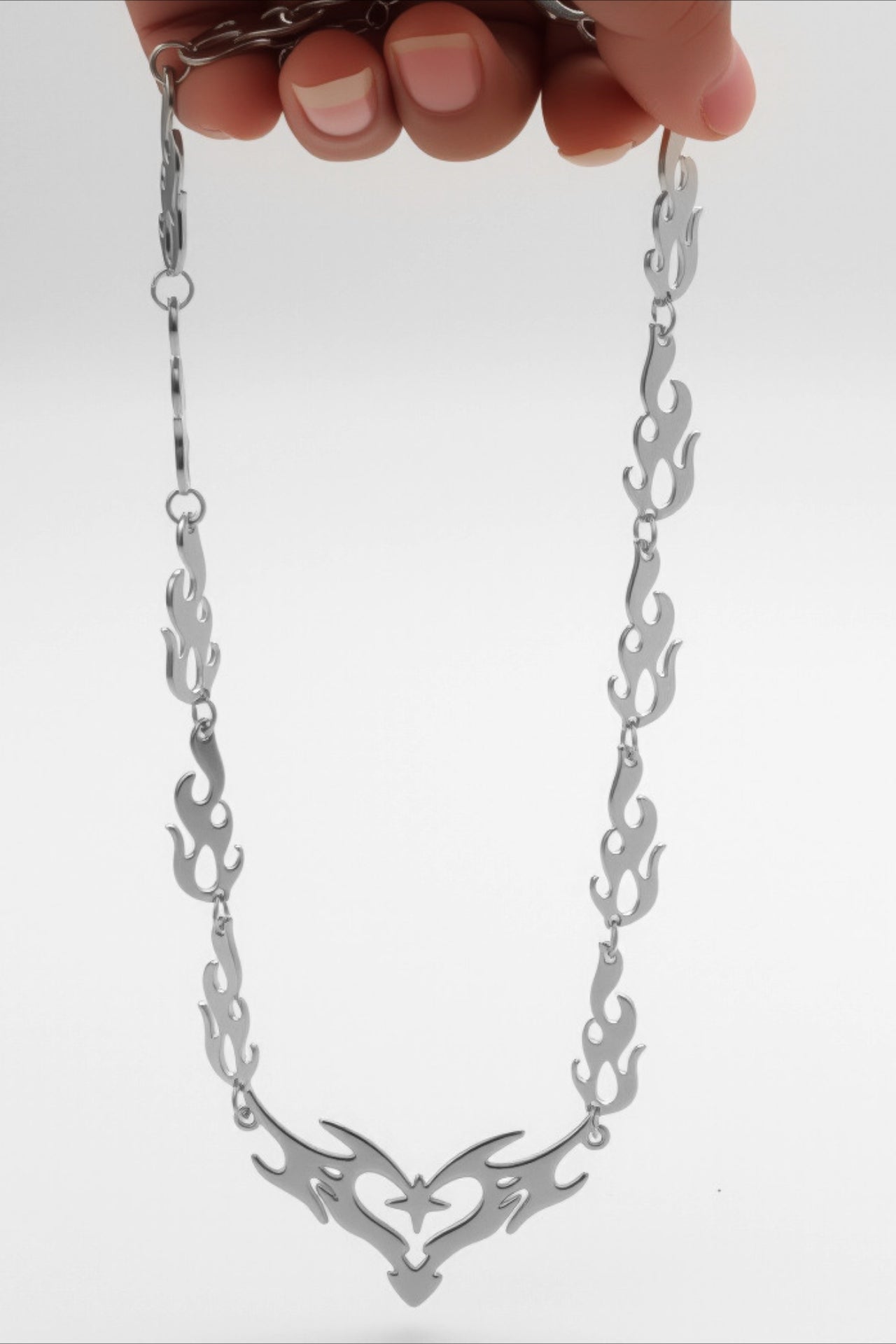 Hip Hop Thorn Flame Hollow Heart Necklace