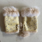 Thicken Fur Leopard Fingerless Gloves