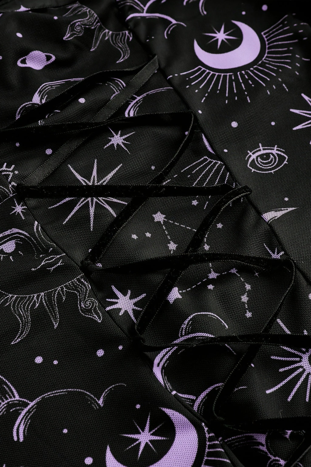 Gothic Star Moon Mesh Flare Sleeve Mini Dress
