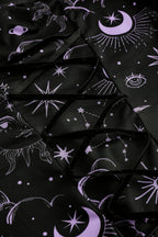 Gothic Star Moon Mesh Flare Sleeve Mini Dress