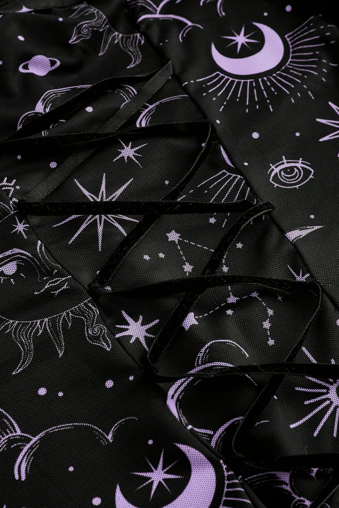Gothic Star Moon Mesh Flare Sleeve Mini Dress