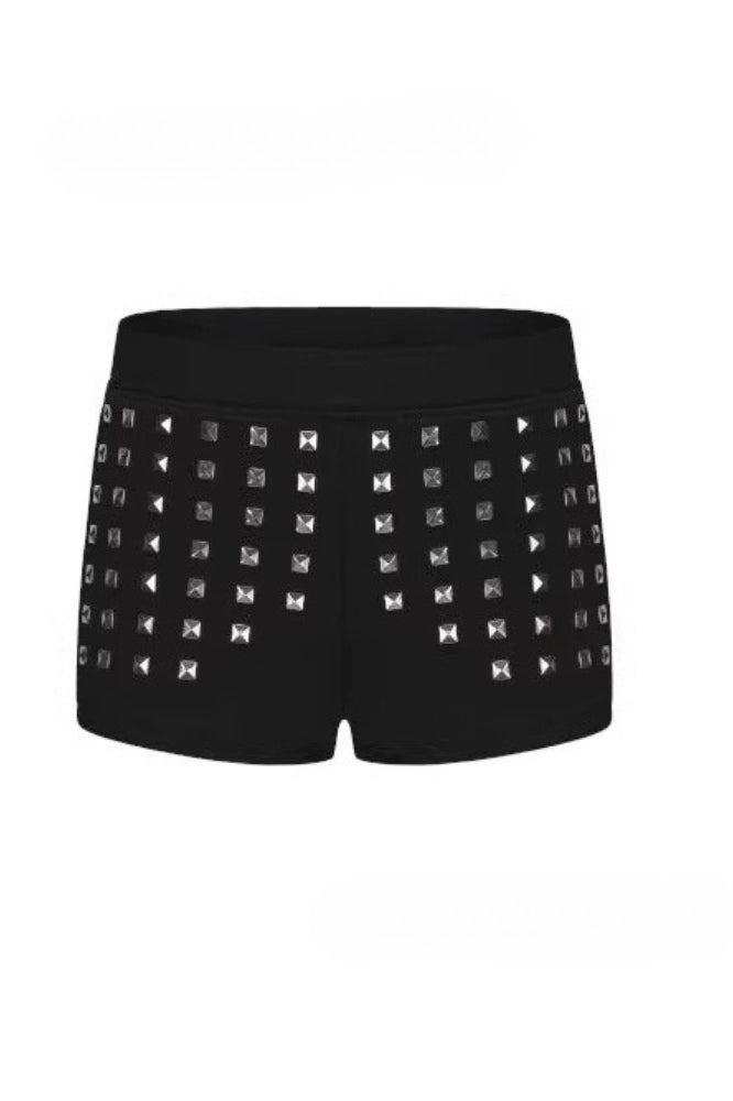 Studded Patchwork Bermuda Shorts