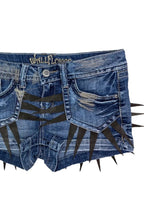 Distressed Studded Denim Hot Pants
