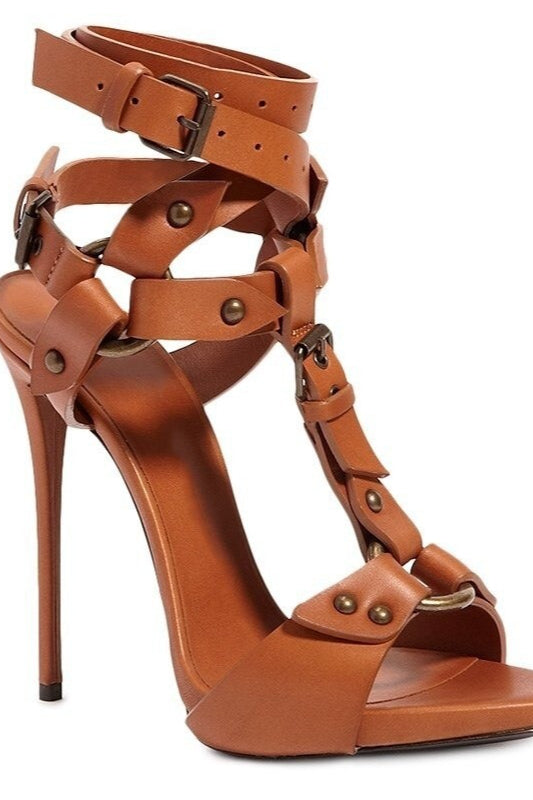 Strappy Studded Stiletto Sandals