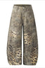 Brown Leopard Panel Barrel Jeans