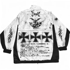 Y2K Goth Dark Cross Letter Print Coat