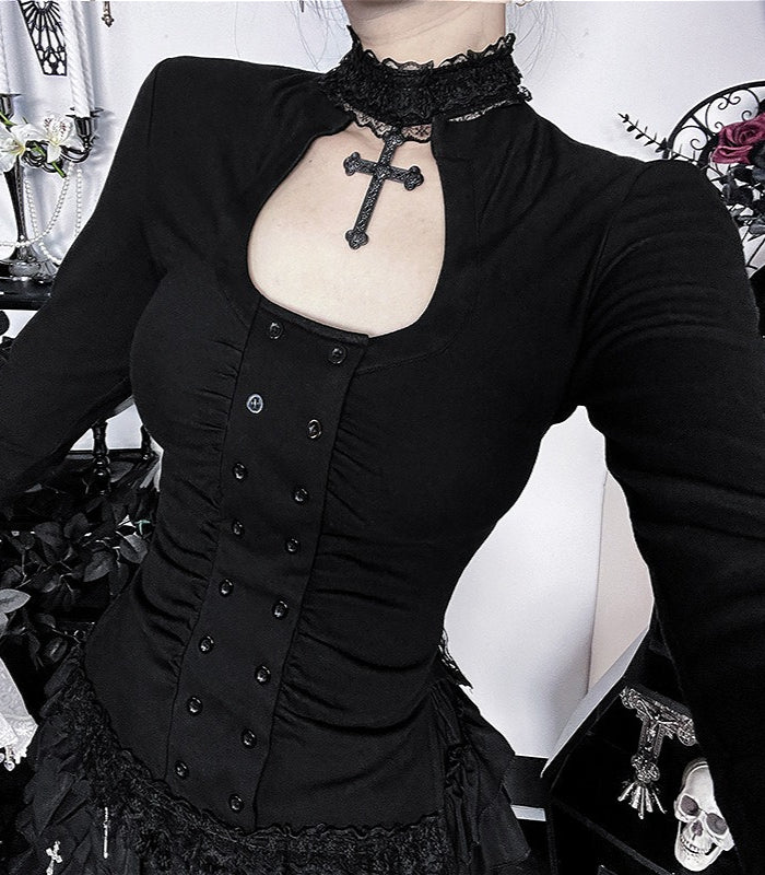 Retro Old-School Dark Blouse Secondary image