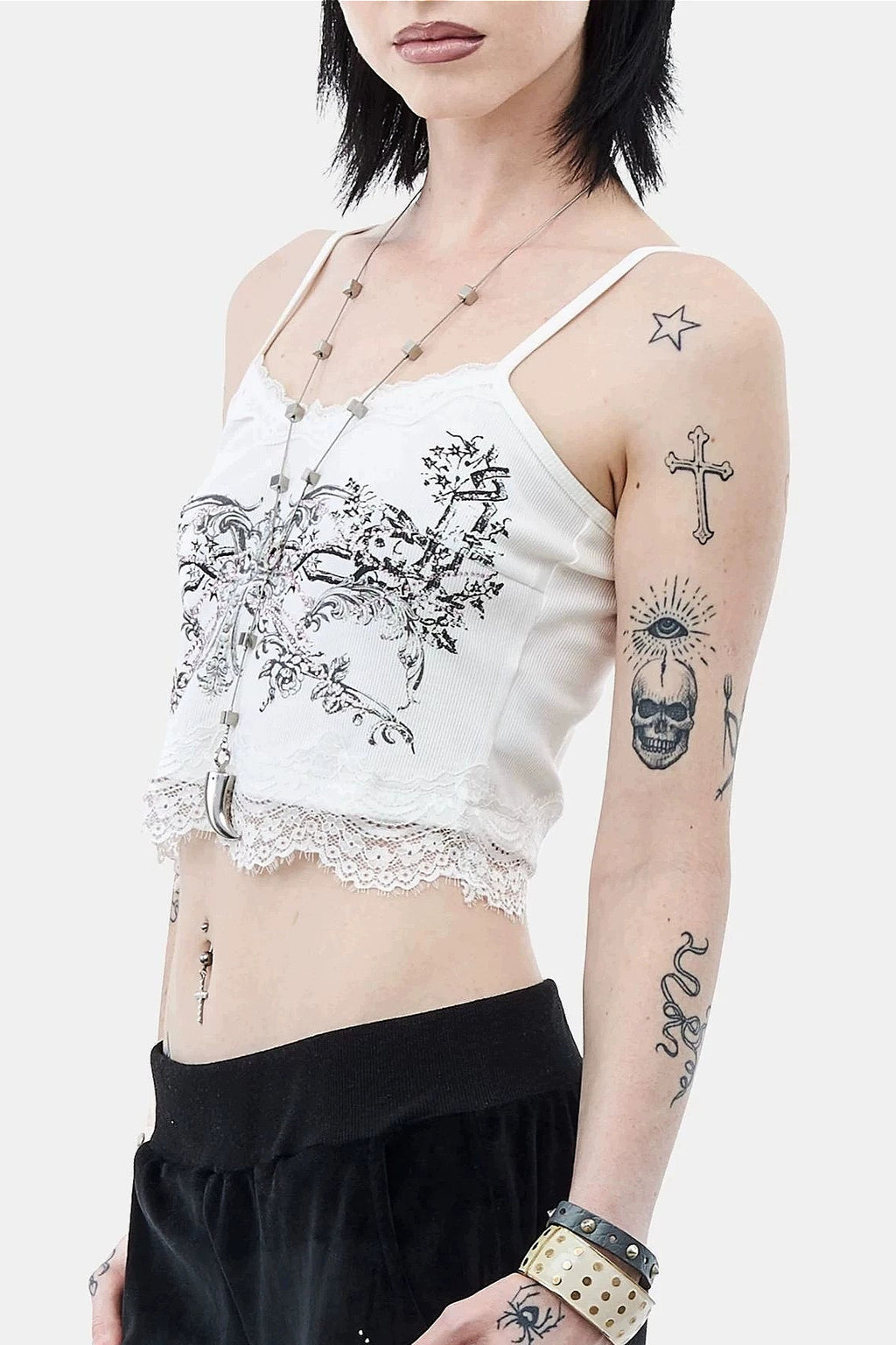 Gothic Print Lace Cami