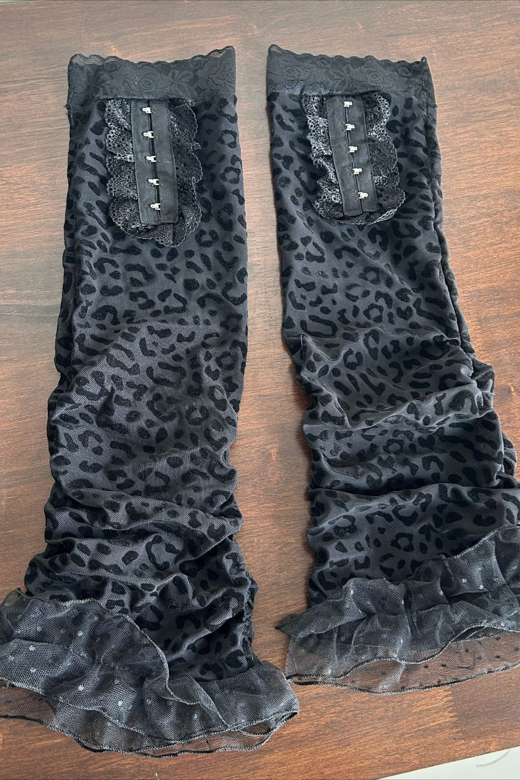 Y2K Leopard Mesh Slim Calf Leg Warmers