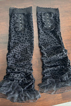 Y2K Leopard Mesh Slim Calf Leg Warmers