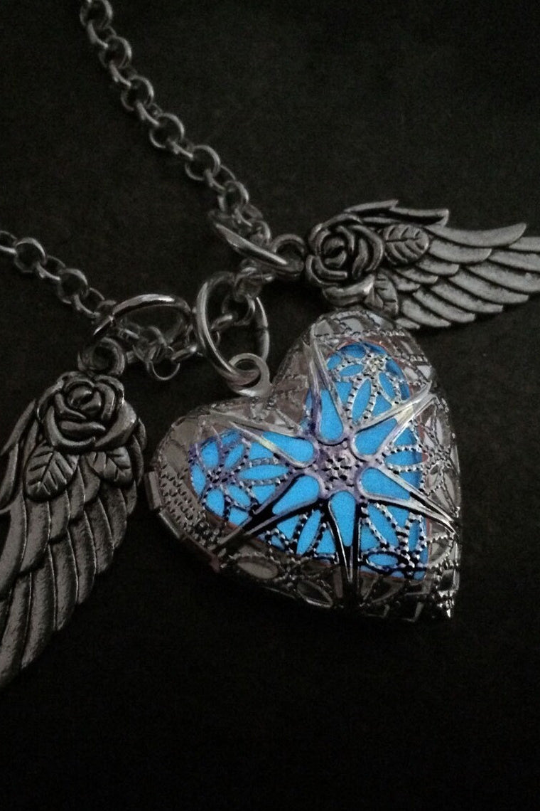 Romantic Luminous Wing Heart Necklace