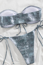 Imitation Denim Pattern One-Piece Swimwear