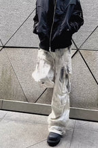 White Tie Dye Floor Length Pants
