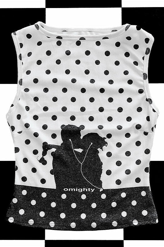 Y2K Vintage B&W Polka Dot Tank Top Main image