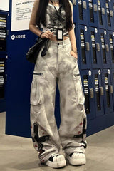 Edgy Graffiti Wide-Leg Baggy Skater Girl Pants