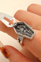 Gothic Skull Coffin Cross Open Ring
