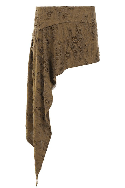 Textured Asymmetric Draped Mini Skirts