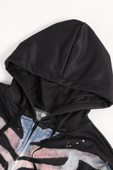 Halloween Skull Print Zip Up Hoodie