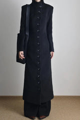 Y2K Wool Belted Stand Collar Coat