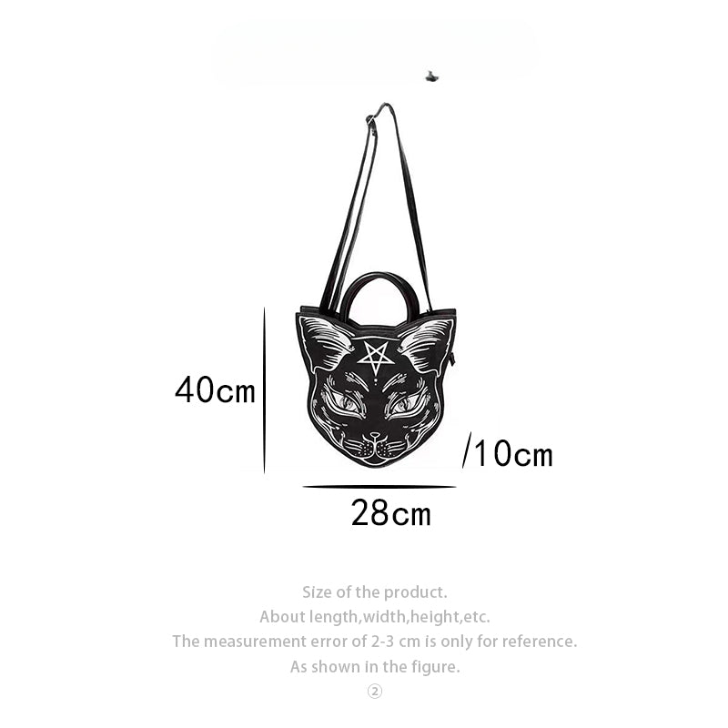 Gothic Punk Style Pentacle Cat Top Handle Fashion Bag Halloween