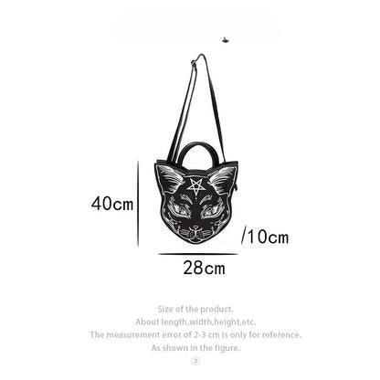 Gothic Punk Style Pentacle Cat Top Handle Fashion Bag Halloween