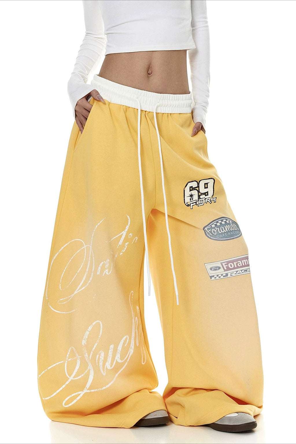 Graffiti Print Wide Leg Pants