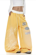 Graffiti Print Wide Leg Pants