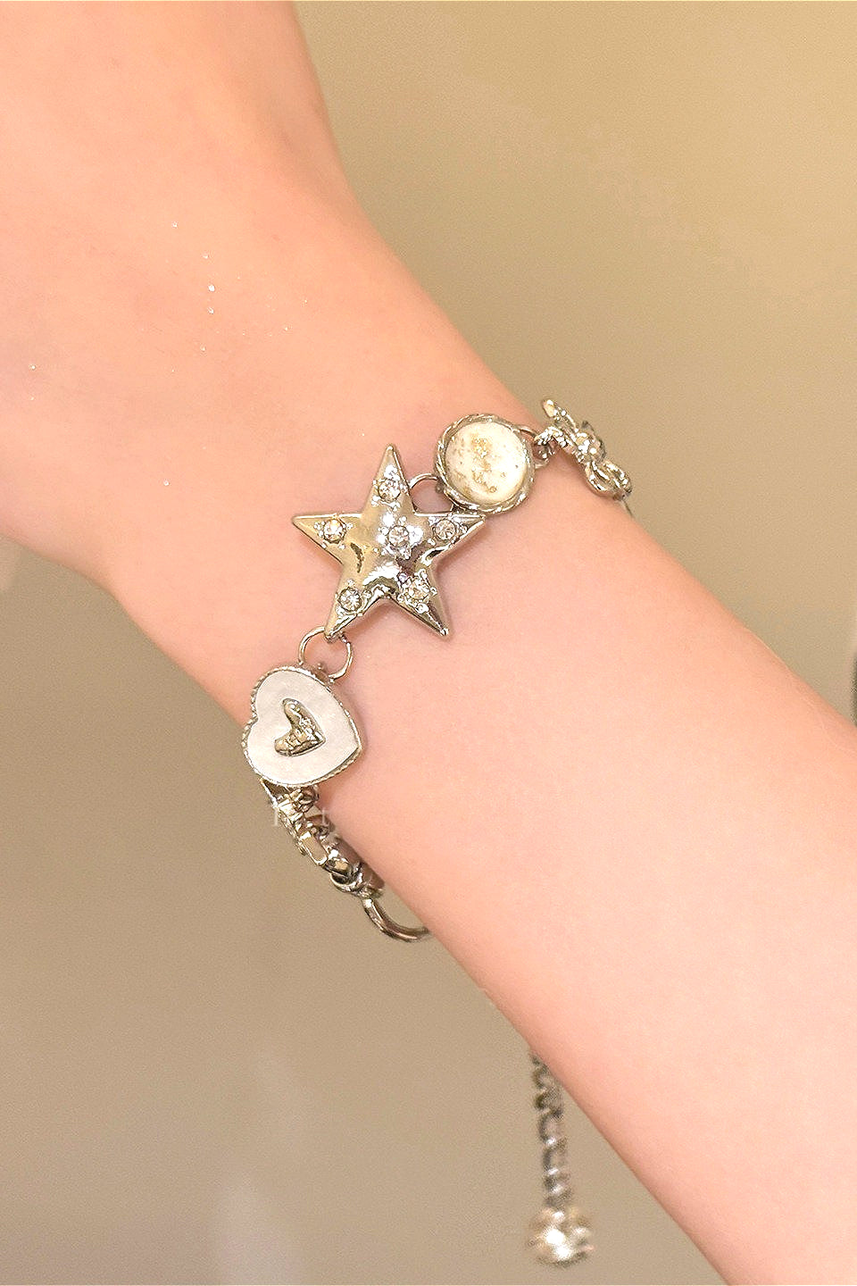 Sweet Y2K Star Floral Patchwork Chain Bracelet
